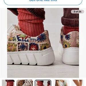 NEW 38/8 $138 Free People Catch Me If You Can Crochet Sneakers Shoes Low Tops